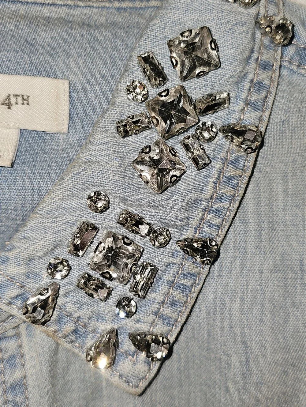 MACY'S: ON 34th Embellished-Collar Denim Shirt & Embellished Barrel-Leg Jean